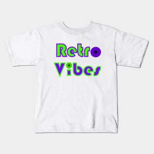 Music Retro Vibes Blue Green Text Kids T-Shirt